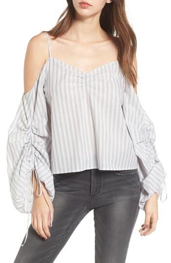 Women's Cinched Balloon Sleeve Top - Grey