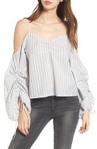 Women's Cinched Balloon Sleeve Top - Grey