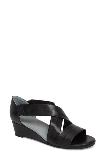 Women's David Tate Swell Cross Strap Wedge Sandal N - Black
