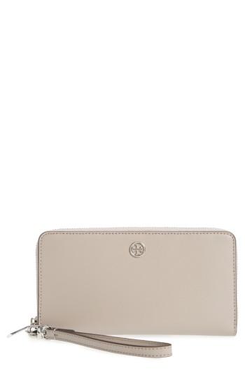 Women's Tory Burch Parker Leather Continental Wallet - Grey