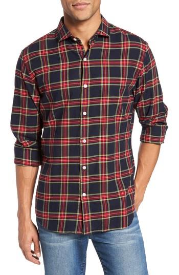 Men's Bonobos Unbutton Down Slim Fit Plaid Sport Shirt, Size - Blue