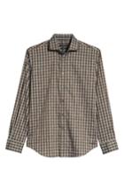 Men's Bugatchi Shaped Fit Gingham Sport Shirt - Brown