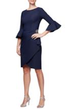 Women's Alex Evenings Bell Sleeve Sheath Dress - Blue