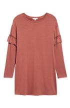 Women's Socialite Ruffle Sleeve Sweater Dress - Brown