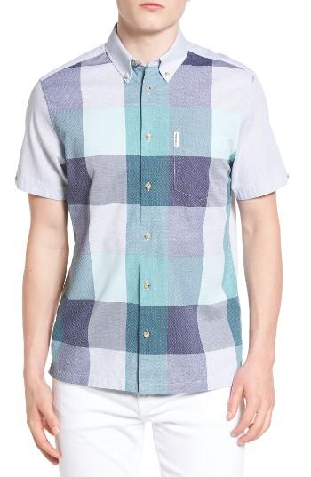 Men's Ben Sherman Modern Fit Plaid Front Woven Shirt - Grey