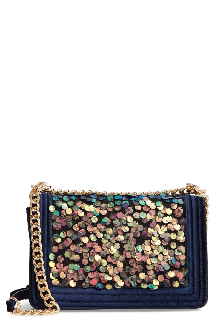 Sondra Roberts Velvet Crossbody Bag - Blue