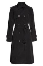 Women's London Fog Long Double Breasted Trench Coat - Black