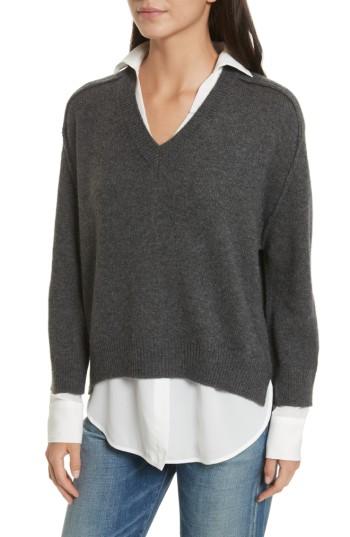 Women's Brochu Walker V-neck Layered Pullover - Grey