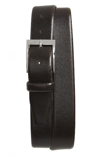Men's Boss C-elloy Leather Belt - Dark Brown