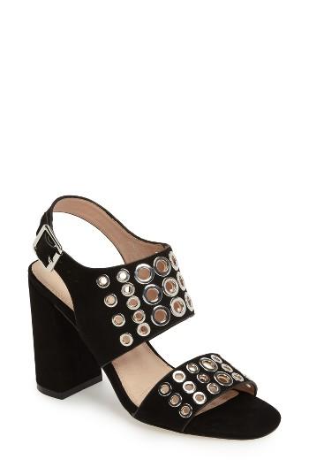 Women's Topshop Nadia Rivet Block Heel Sandal .5us / 36eu - Black
