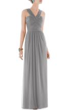 Women's Alfred Sung Shirred Chiffon V-neck Gown - Metallic
