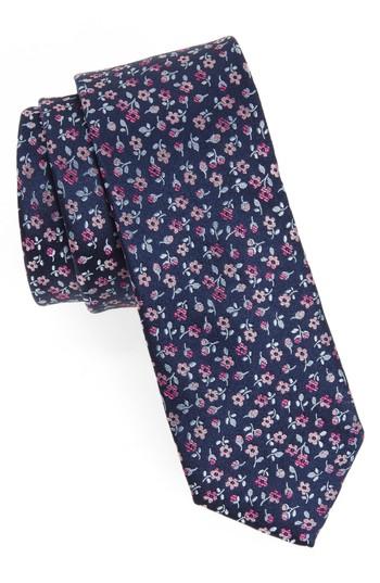 Men's Nordstrom Men's Shop Lafayette Floral Silk Tie, Size - Purple