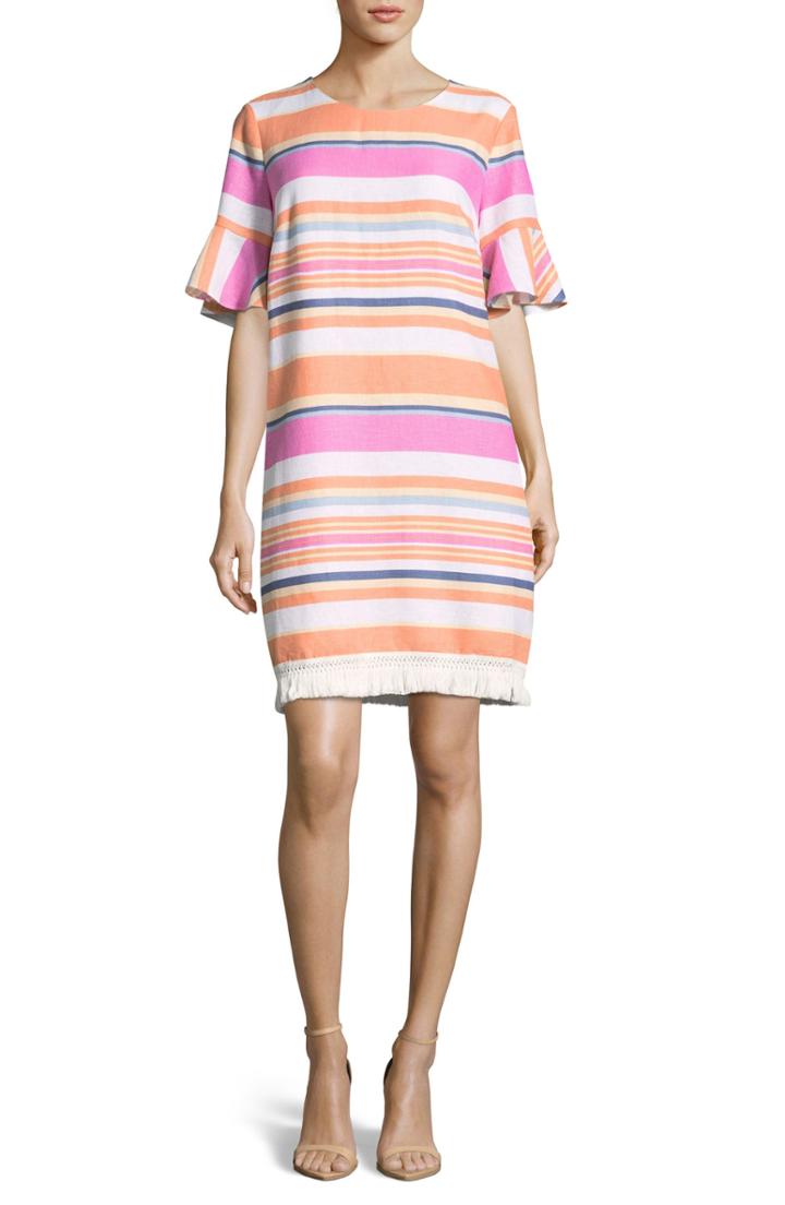 Women's Eci Stripe Ruffle Cuff Shift Dress