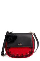 Kate Spade New York Byrne Street - Byrdie Embellished Leather & Wool Saddle Bag - Red