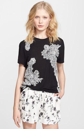 Haute Hippie Lace Embellished Tee Black/ Swan Lace/