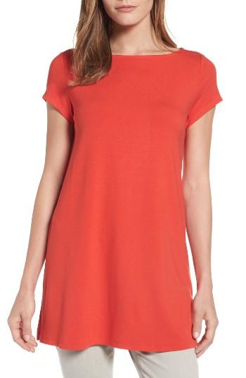 Women's Eileen Fisher Bateau Neck Tunic Top - Red