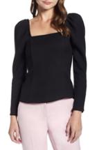 Women's Something Navy Fitted Square Neck Top, Size - Black