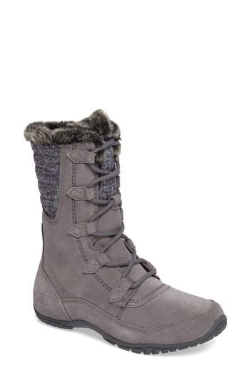 Women's The North Face Nuptse Purna Ii Waterproof Primaloft Silver Eco Insulated Winter Boot .5 M - Grey
