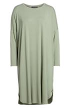 Petite Women's Eileen Fisher Shirttail Jersey Shift Dress, Size P - Green