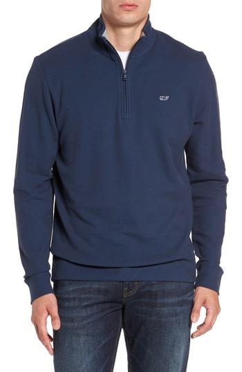 Men's Vineyard Vines Breaker Saltwater Quarter Zip Pullover - Blue