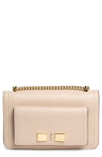 Salvatore Ferragamo Pebbled Leather Chain Crossbody Bag - Beige