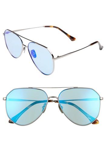 Women's Diff Dash 61mm Polarized Aviator Sunglasses - Gunmetal/ Ice Blue