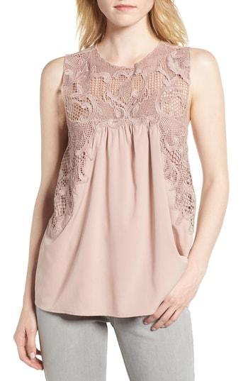 Women's Chelsea28 Lace Yoke Top, Size - Pink