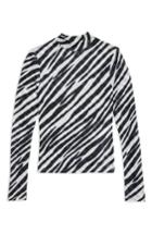 Women's Topshop Zebra Print Mock Neck Top Us (fits Like 0) - Black