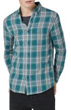 Men's Topman Charlie Check Shirt, Size - Blue