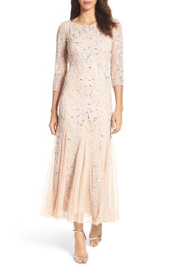 Petite Women's Pisarro Nights Embellished Mesh Gown P - Pink