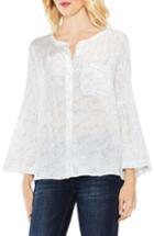 Women's Two By Vince Camuto Bell Sleeve Geo Dialogue Top, Size - White