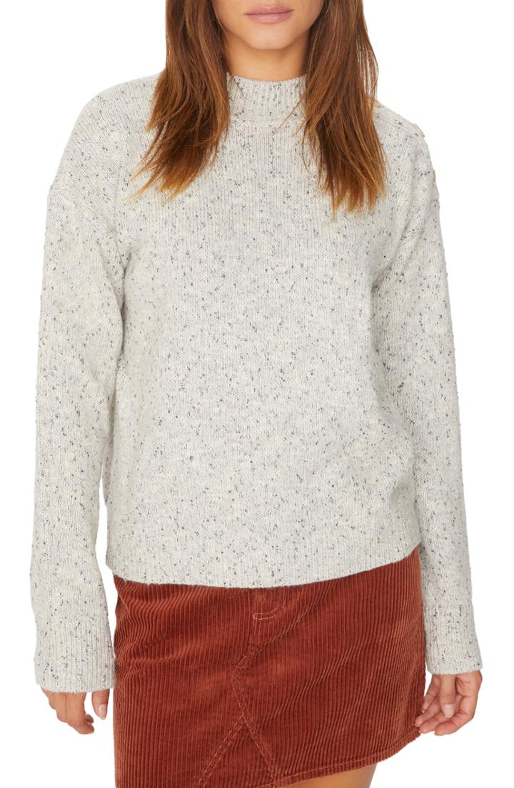 Women's Sanctuary Jasper Button Detail Mock Neck Sweater