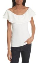 Women's Milly Textured Flounce Top, Size - White