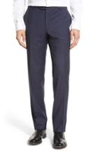 Men's Pal Zileri Flat Front Plaid Wool Trousers R Eu - Blue