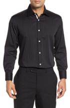 Men's English Laundry Regular Fit Stretch Stripe Dress Shirt - 32/33 - Black