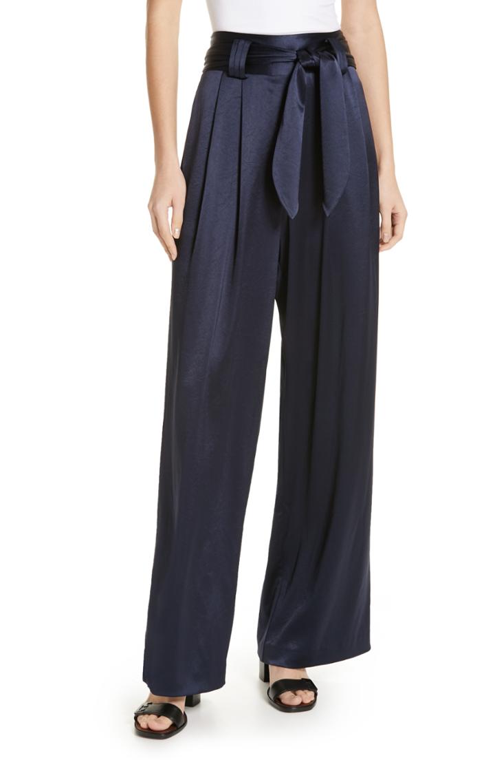 Women's Tory Burch Tie Waist Satin Pants - Blue