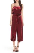 Women's Avec Les Filles Velvet Cropped Jumpsuit - Burgundy