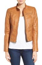 Women's Cole Haan Band Collar Leather Racer Jacket