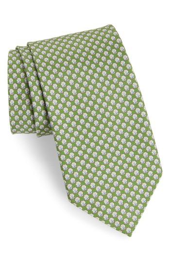 Men's Salvatore Ferragamo Ematite Print Silk Tie, Size - Green