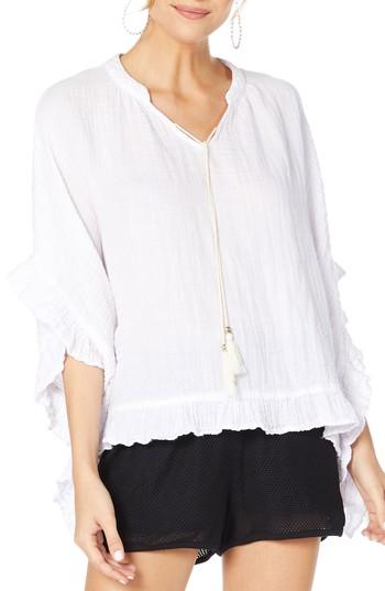 Women's Michael Stars Gauze Peasant Blouse - White