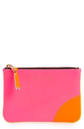Men's Comme Des Garcons Super Fluo Leather Line Zip Pouch - Pink