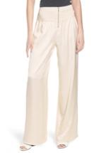 Women's Trouve Smocked Twill Satin Pants, Size - White