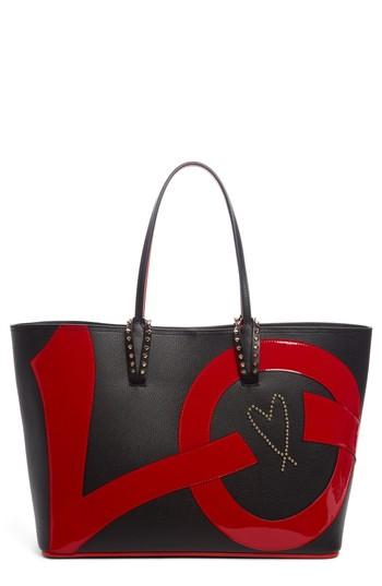 Christian Louboutin Cabata Love Embellished Leather Tote - Black