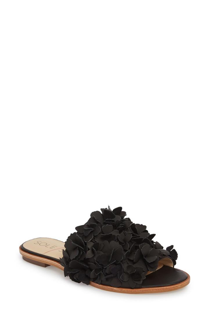 Women's Sole Society Caelyn Embellished Flat Sandal .5 M - Black