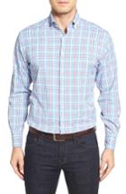 Men's Peter Millar Gingham Regular Fit Performance Sport Shirt - Blue