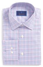 Men's David Donahue Regular Fit Plaid Dress Shirt .5 34/35 - Purple