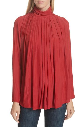 Women's Smythe Draped Turtleneck Blouse - Red