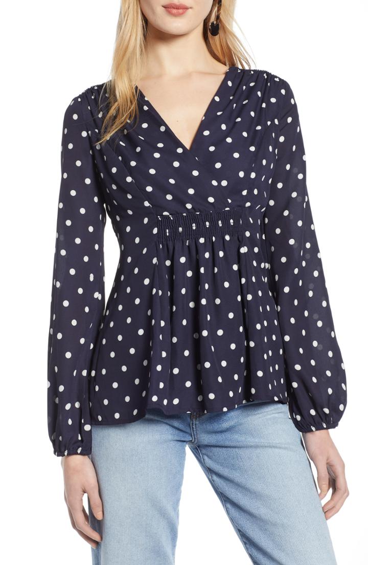 Women's Halogen Faux Wrap Top - Blue