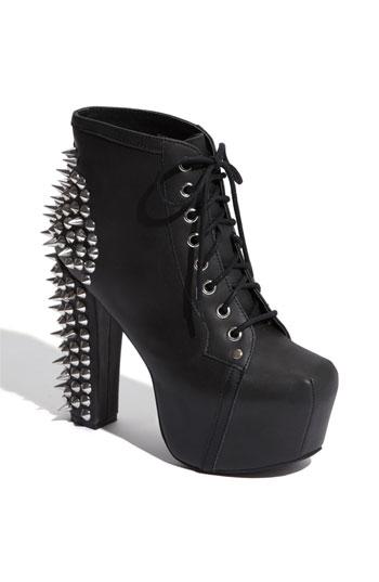 Jeffrey Campbell 'Spike' Lace-Up Bootie Black Studded Leather 10 M