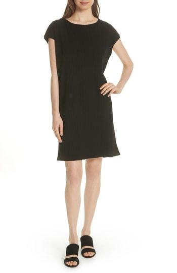 Women's Eileen Fisher Ribbed Knit Shift Dress, Size - Black